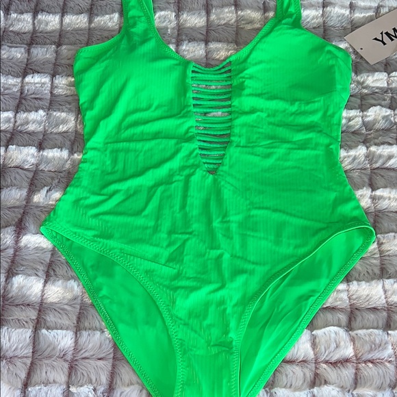 YMI Neon Green One Piece Swimsuit - Picture 1 of 16